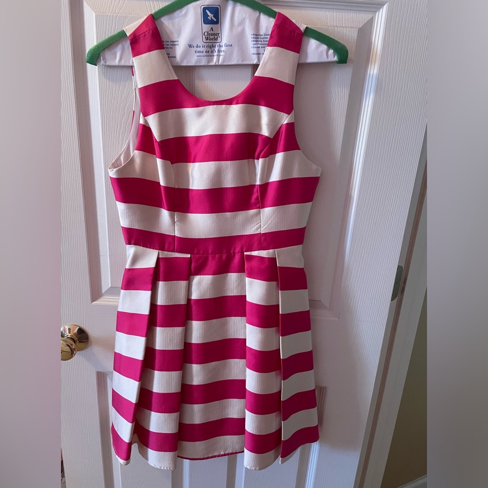 Pink/white stripe cocktail dress